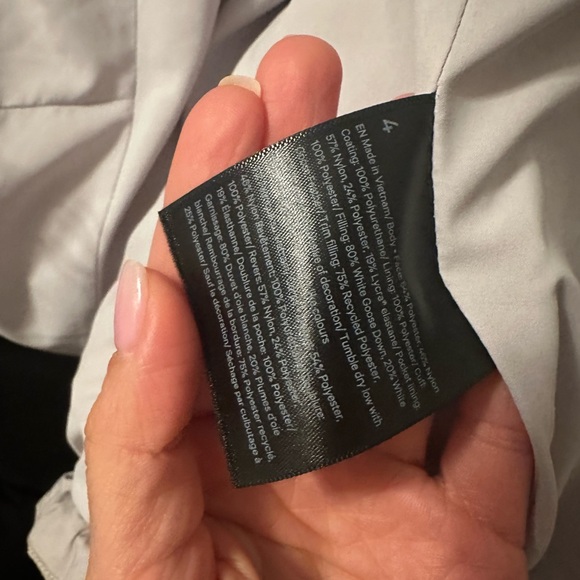 Lululemon wunder puff down jacket coat heathered natural ivory grey size 4 - Picture 6 of 8